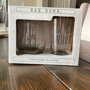 Rae Dunn beer and wine glasses